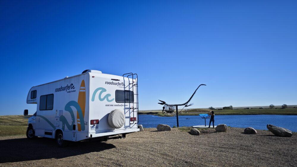 Aparcados en una área recreativa de Canadá en autocaravana